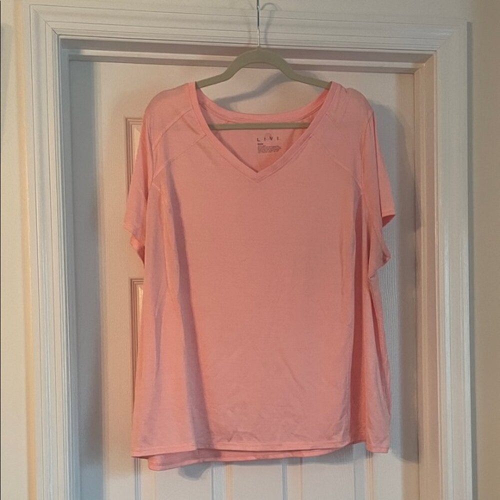 Livi Active Women's Pink V-Neck Short Sleeve Tee
